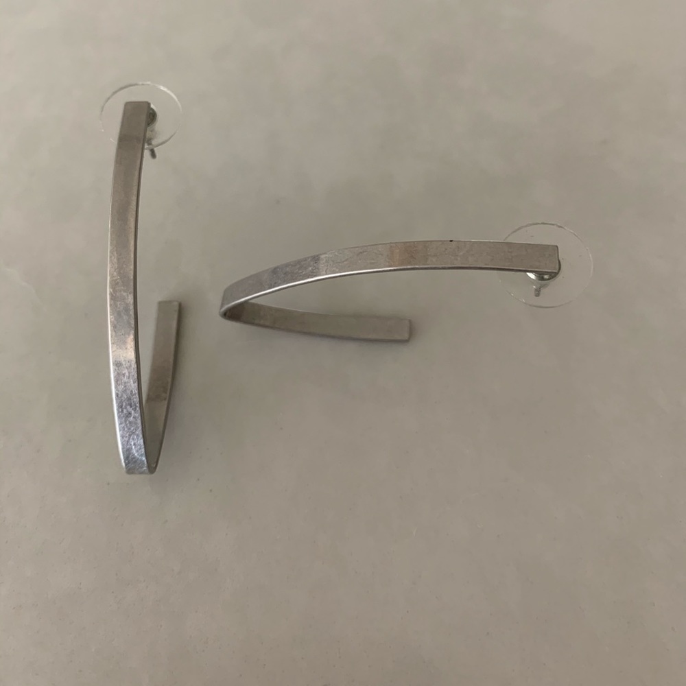 Matte Silver “J” hoop earrings